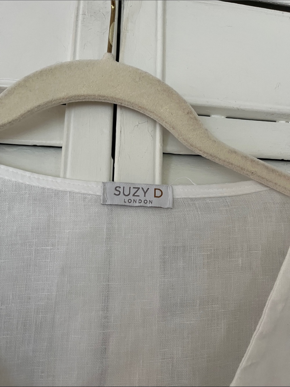 Suzy D Linen V Neck Puff Sleeve Top White Sz Large - Picture 3 of 5